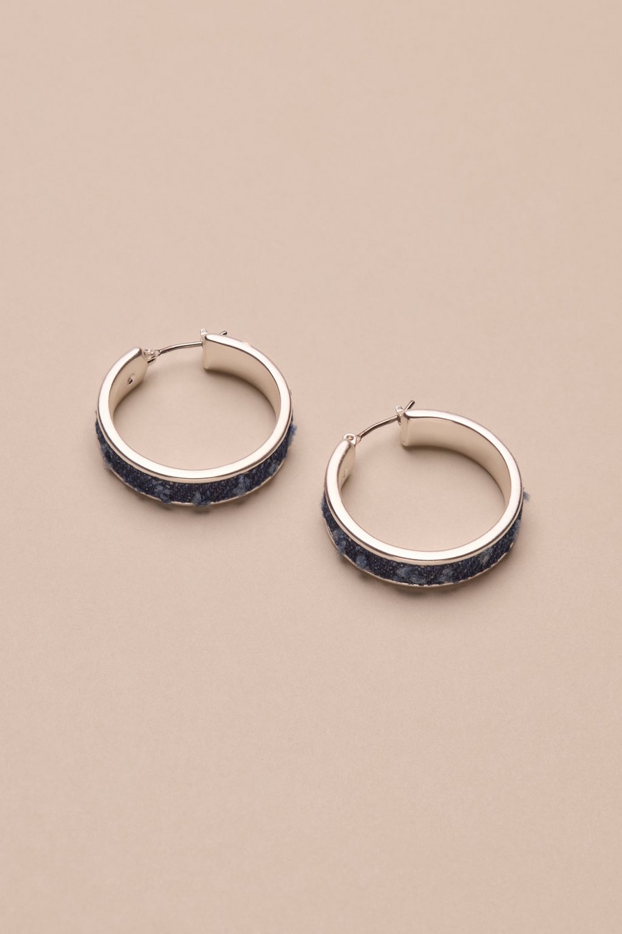 denim hoop earring